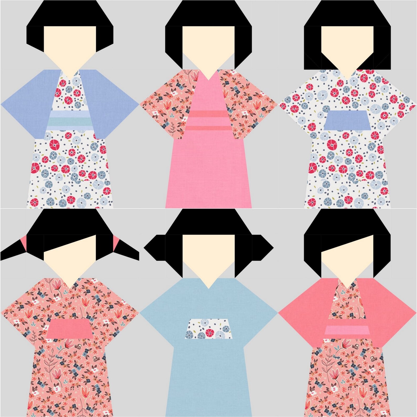 Kokeshi doll PDF Quilt Block Pattern Etsy