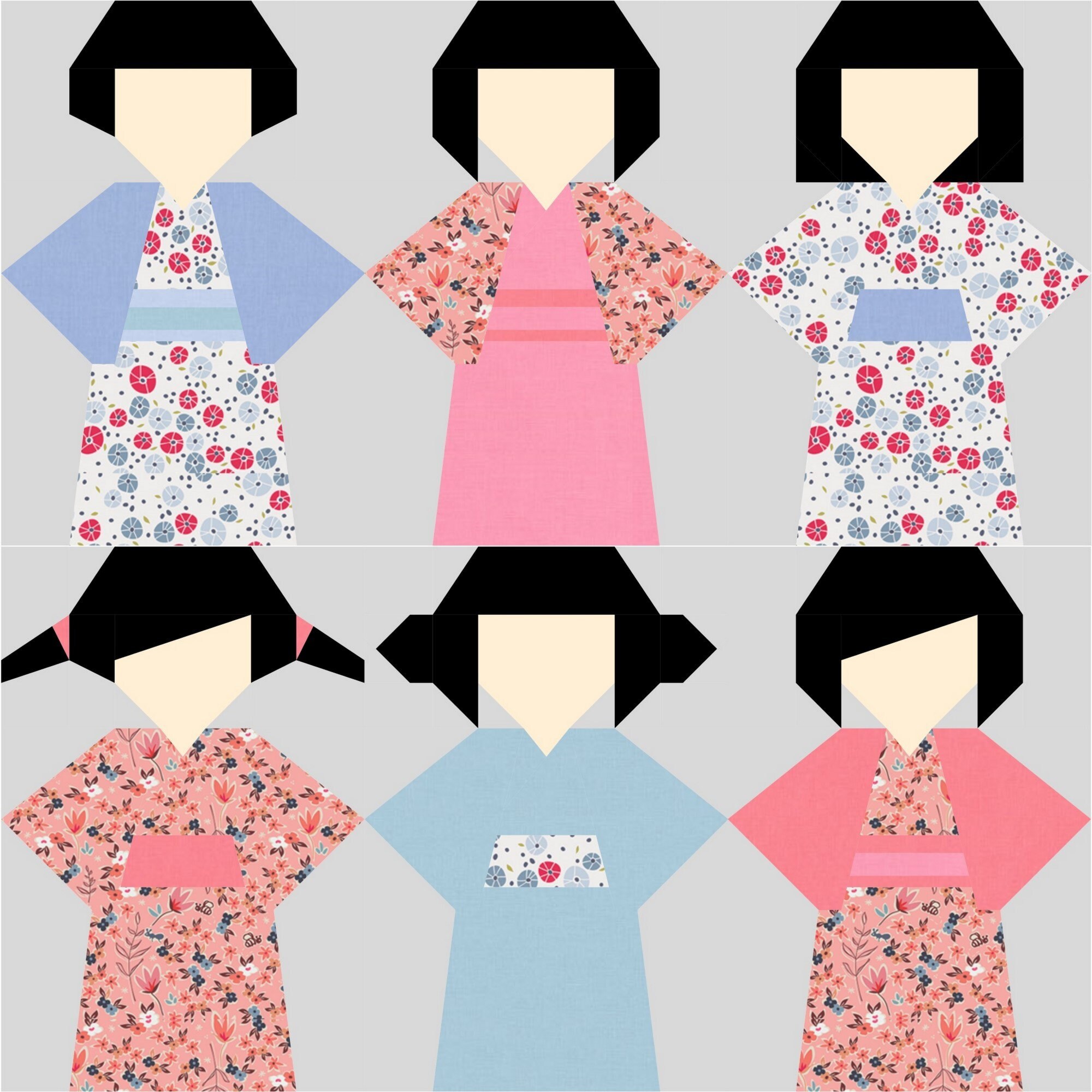 Kokeshi doll PDF Quilt Block Pattern Etsy