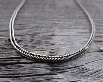 Bali Chain, Sterling Silver Chain, 925 Chain, Oxidized Chain, Dragon Bone Chain, 30 Inch Chain, 2mm Chain, Tribal Chain, Bali Necklace
