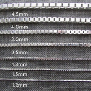 Box Kette, Silber Halskette, 1.2 mm-4.5 mm, 16-36 Zoll, Sterling Silber, Damen Kette, Herren Kette, Box Kette Halskette