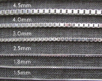 Silver Box Chain, Silver Chain Necklace, 1.2mm-4.5mm, 16-36 inches, Sterling Silver, Women's Chain, Men's Chain, Box Chain Necklace