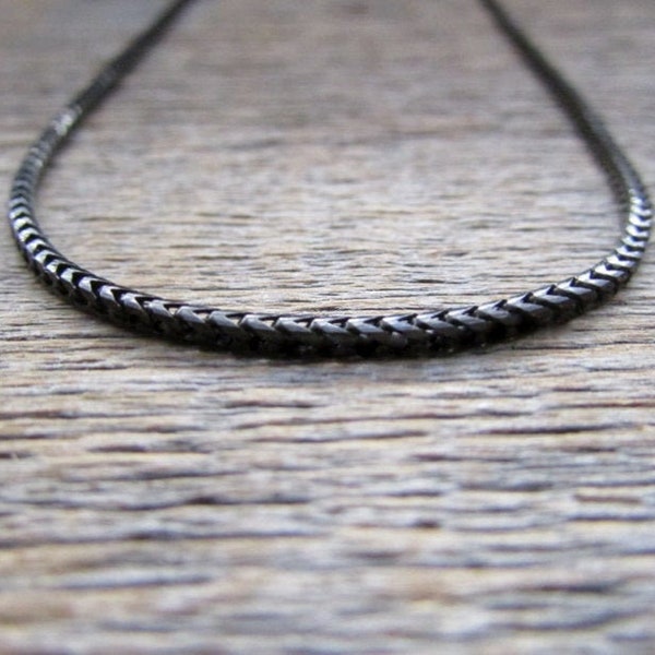 Women's Black Chain, Black Necklace, 16-36 inch, 2mm, Franco Chain, 925 Chain, Black Rhodium, Gift for Women, Gift for Her, Girlfriend Gift