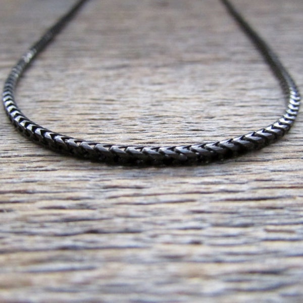 Men Black Chain, Men's Black Necklace, Rhodium Chain, Gifts For Men, 16-36 inch, 2mm, Gift For Him, Chain For Men, Dad Gift, Boyfriend Gift