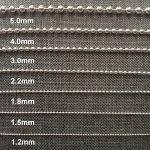 Silver Necklace For Men, Silver Ball Chain, 1.2mm, 1.5mm, 1.8mm, 2mm, 3mm, 4mm, 5mm, 16-36 inch, Women Chain, Men Chain, Ball Chain Necklace