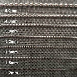 Silver Ball Chain, Silver Chain Necklace, 1.2mm, 1.5mm, 1.8mm, 2mm, 3mm, 4mm, 5mm, 16-36 inch, Women Chain, Men Chain, Ball Chain Necklace