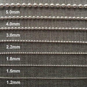 Collana a catena a sfere in argento sterling, argento italiano, 1,2 mm-5 mm