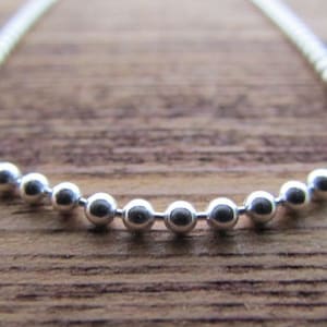 Cadena de bolas de plata esterlina, 3 mm, 16-36 pulgadas, cadena esterlina, cadena de cuentas de plata, cadena de cuentas esterlinas, cadena 925, plata italiana, mujeres, hombres