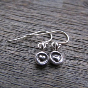 Silver Heart Earrings, Valentine Gift, Heart Earring Dangle, Tiny Heart Earring, Sterling Silver, Drop Earring, Valentines Day, Gift For Her image 3