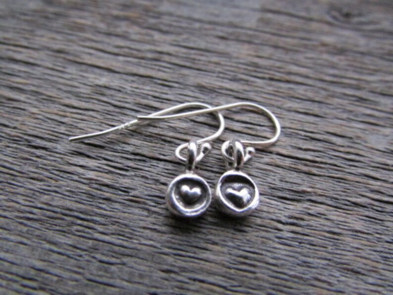 Silver Heart Earrings, Valentine Gift, Heart Earring Dangle, Tiny Heart Earring, Sterling Silver, Drop Earring, Valentines Day, Gift For Her image 3
