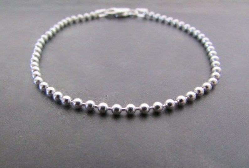 Men's Sterling Silver Ball Chain Bracelet 8 Inch Chain Etsy