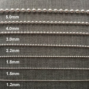 Silver Ball Chain, 1mm 2mm 3mm 4mm 5mm, 16-36 inch, Silver Bead Chain, Dog Tag, 925 Silver, Italian Silver, Men Chain, Women Chain, Men Gift
