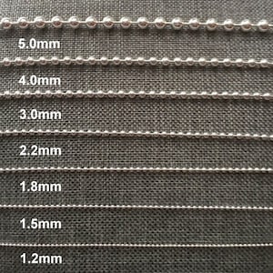 Sterling Silver Ball Chain, 1.2mm-5mm, 16-36 inch, Silver Bead Chain, Sterling Silver Chain, 925 Chain, Silver Necklace, Italian Chain