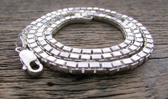 Silver Box Chain 4mm 24 Inch 30 Inch Sterling Silver Chain 925 Silver Chain Italian Silver Square Box Chain Men Chain Women Chain Etsy UK