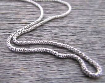 thumbnail image 2 of 2MM Solid 925 Sterling Silver Popcorn Chain Necklace - Diamond Cut - Made In Italy 2 of 14