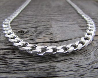 Sterling Silver Cuban Chain, 6mm, 18-30 inch, Sterling Silver Curb Chain, Curb Chain Necklace, 925 Chain, Italian Silver Chain