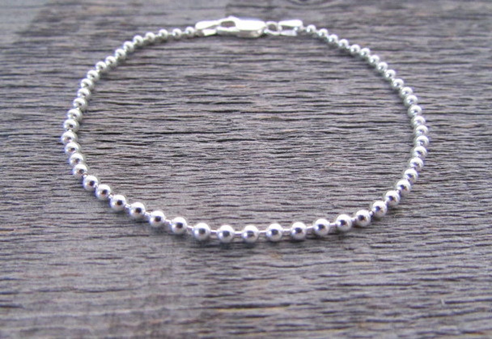 Men's Sterling Silver Ball Chain Bracelet 8 Inch Chain Etsy