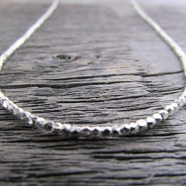 Silber Perlenkette, minimalistische Halskette, Boho Halskette, Hill Tribe Silber Halskette, Silber Halskette, Frauen Geschenk, Geschenk für Sie