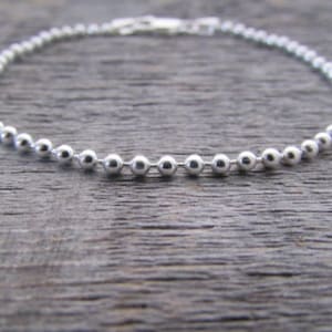 Sterling Silver Ball Chain Bracelet, 7 Inch Chain, 2mm Chain, Bead Chain Bracelet, Italian 925 Silver Chain, Silver Bead Bracelet