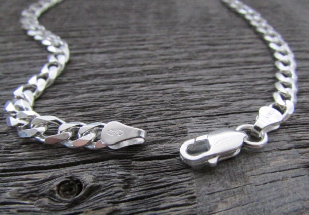Silver Curb Chain Bracelet, 7mm, 7-9 Inch, Sterling Silver