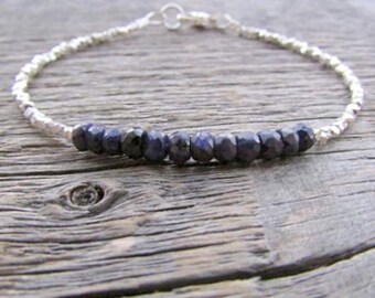Sapphire Bracelet, September Birthstone Bracelet, Gemstone Bracelet, Bead Bracelet, Stack Bracelet, Sapphire Jewelry, Hill Tribe Bracelet