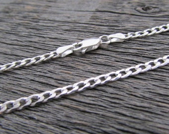 Sterling Silver Curb Chain, 5mm Chain, 24 Inch Chain, Silver Cuban Chain, Sterling Silver Chain, 925 Chain, Curb Necklace, Italian Chain