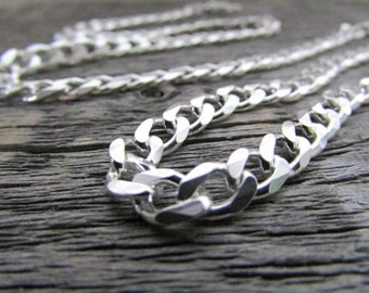 Silver Curb Chain, 7mm, 16-30 Inch, Sterling Silver Chain, 925 Chain, Cuban Chain, Men Chain, Women Chain, Curb Chain Necklace, Thick Chain