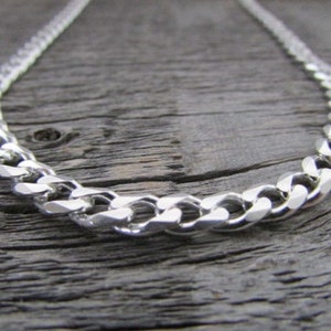 Silver Curb Chain, 7mm, 16-30 inch, Sterling Silver Chain, Curb Chain Necklace, Cuban Chain, 925 Silver, Men Chain, Women Chain, Unisex