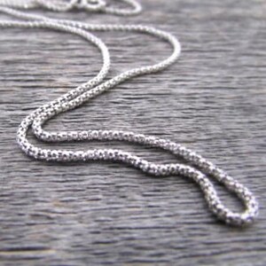 Sterling Silver Popcorn Chain, 16 Inch Chain, 1.5mm Chain, Rhodium Chain, Sterling Popcorn Chain, Sterling Silver Chain, Popcorn Necklace