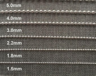 Sterling Silver Dog Tag Chain, 1mm-5mm Chain, 16-36 Inch, Sterling Ball Chain, Sterling Silver Bead Chain, 925 Chain, Sterling Dog Tag Chain