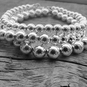 Sterling Silver Bead Bracelet, 6mm Bracelet, Bride Bracelet, 925 Silver Bracelet, Sterling Bracelet, Stack Bracelet, Ball Bead Bracelet