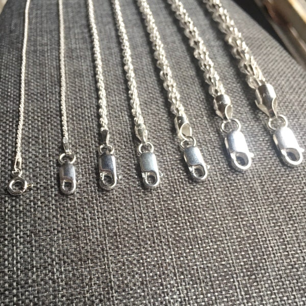 Silver Rope Chain, 14-36 inch, 1mm 2mm 3mm 4mm 5mm, 925 Silver, Diamond Cut, Twisted Rope, Rope Chain Necklace, Unisex Chain