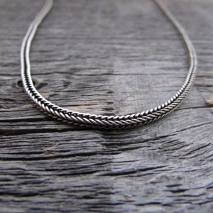 Chaîne de Bali, Chaîne en argent sterling, Chaîne oxydée, 16-36 pouces, 2 mm, Chaîne 925, Os de dragon, Chaîne de blé, Collier oxydé, Chaîne pour femme