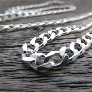 Curb Chain Necklace, Silver Curb Chain, Sterling Silver Chain, 7mm Chain, 16-30 inch, Silver Cuban Chain, 925 Silver, Women Chain, Men Chain