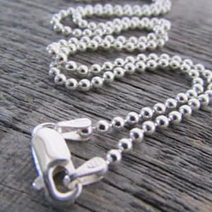 Cadena de bolas de plata de ley, 2 mm, 16-36 pulgadas, cadena de plata de ley 925, cadena de cuentas de plata, cadena de cuentas de plata de ley, cadena 925, collar de plata de ley, hombres, mujeres