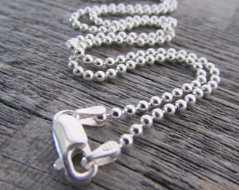 Sterling Ball Chain, 2mm, 16-36 inch, Silver Ball Chain, Sterling Bead Chain, Silver Bead Chain, 925 Chain, Ball Chain Necklace, Unisex