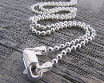 Sterling Silver Dog Tag Chain, 2mm, 16-36 inch, Ball Chain, Bead Chain, Sterling Chain, Chain For Men, Gift For Men, Gift For Him, Unisex