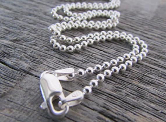 Sterling Silver Dog Tag Chain, 2mm Chain, 16-36 Inch, Sterling