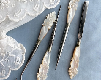 Antique Mother of Pearl Sewing Accessories