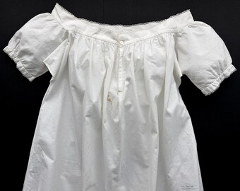 Camisa original de muselina cosida a mano de 1860 con encaje de bolillos