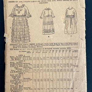 Antique 1910s Butterick  Girl&#39;s Dress Pattern