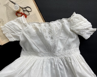 1840 Whitework Embroidered Muslin Baby Gown