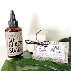 Loc Detox Set w/African Black Soap Self Care Hair Detox Gift Aromatherapy ACV Wash Kit Apple Cider Vinegar Rinse for Dreads Product Build-up