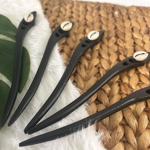 Handmade Wooden Hair Stick, Unique Gift for Him, Cowrie Shell Hair Pin, Afro-Bohemian Hair Accessory for Thick Locs Braids, Man Bun Holder
