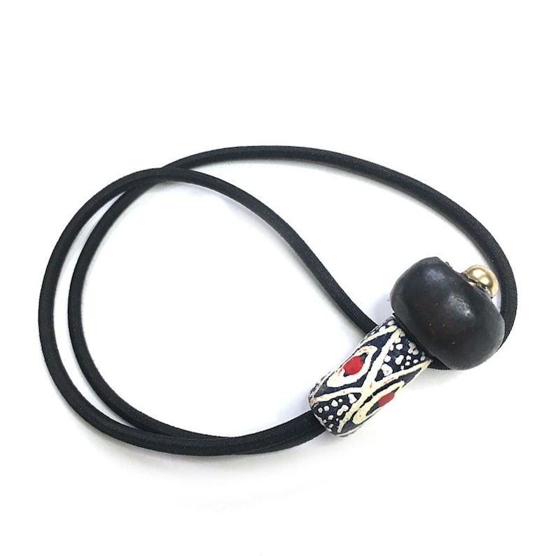 Unique Hair Accessories Dread Ties Krobo Brown Ethnic Hair Tie Loccessories Long Ponytail Dreadlocks Afrocentric Boyfriend Gifts for Him image 2