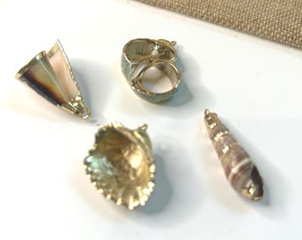 Gold Trimmed Seashell Charms, Beach DIY Jewelry Supplies for Earrings, Necklaces & Hair Accessories for Dreadlock Jewelry