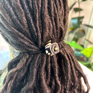 Geometric Batik Dreadlock Hair Accessories Elastic Hair Band Dread Beads Hair Tie for Curly Hair Nonbinary Hair Band Unique Gifts