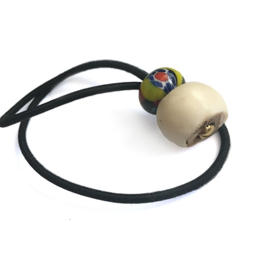 Dread Bead Hair Tie Cream Color Swirl Hair Accessories Loc Etsy
