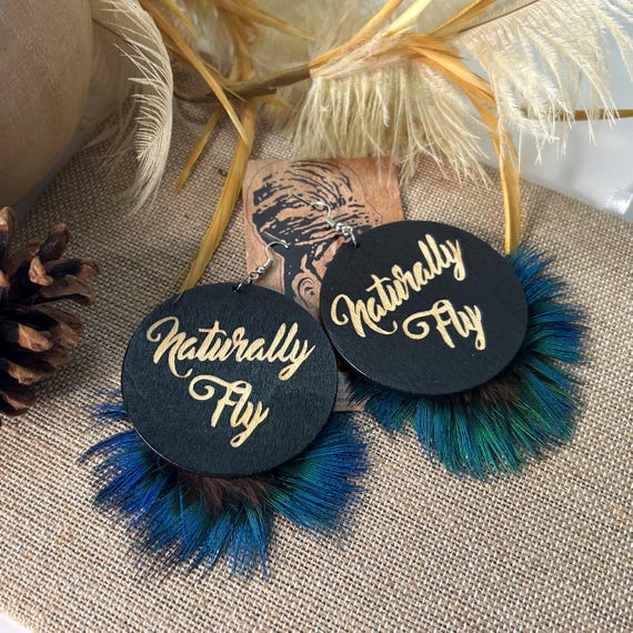 Naturally Fly Large Earrings – Peacock Feather Afrocentric  display picture 1