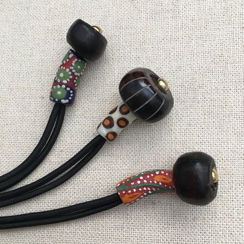 Unique Hair Accessories Dread Ties Krobo Brown Ethnic Hair Tie Loccessories Long Ponytail Dreadlocks Afrocentric Boyfriend Gifts for Him image 1