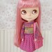 Pretty pink and yellow knitted jumper and skirt set for Blythe